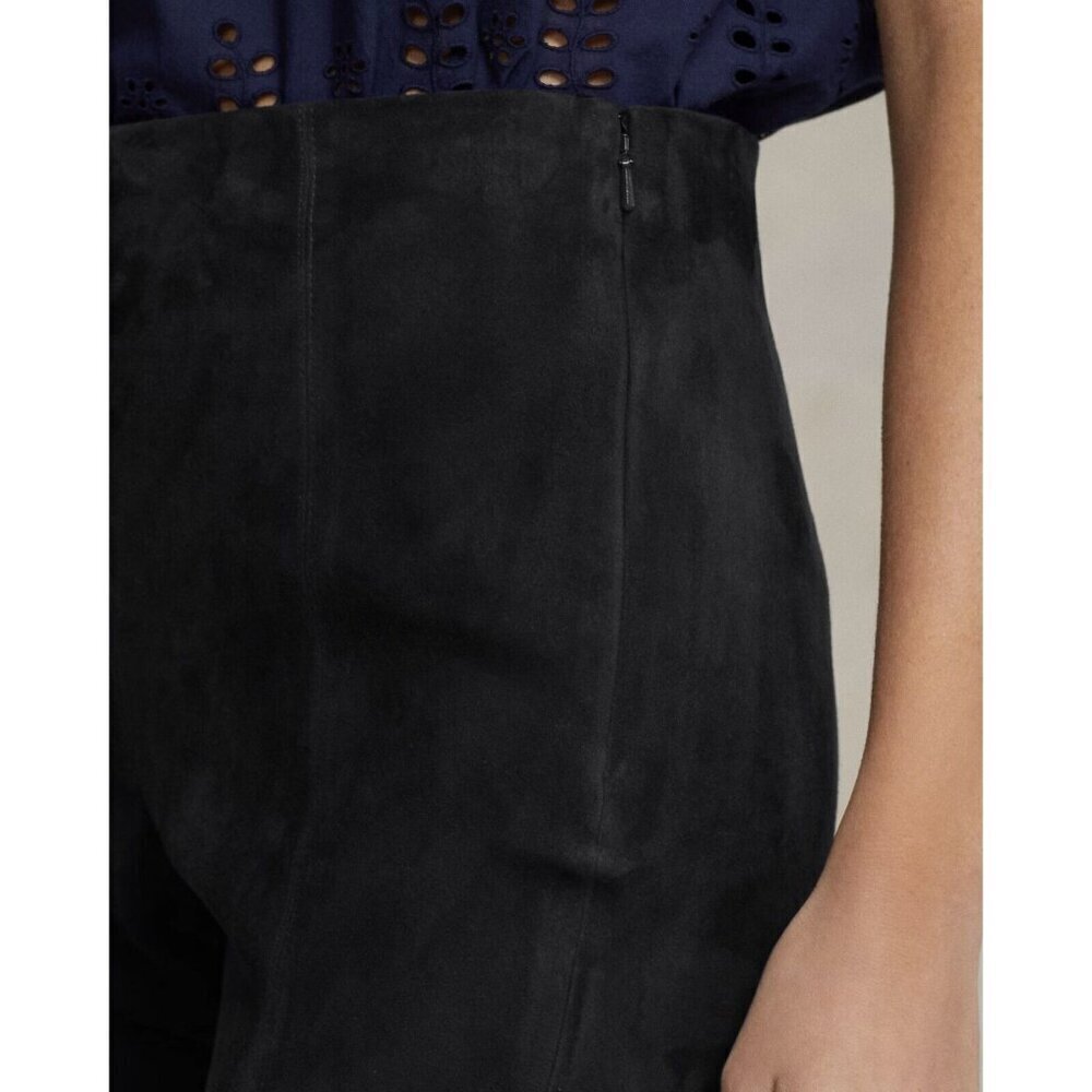 NWT Polo Ralph Lauren Lambskin Suede Zip Legging Pants Dark Gray Womens $998 - S - Picture 3 of 14
